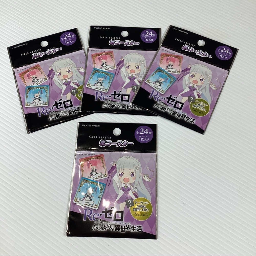 4 X RE:ZERO Collectors Paper Coaster Ram Rem